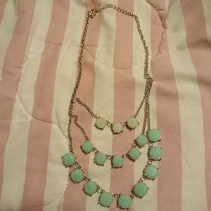 Turquoise and gold layered statement necklace